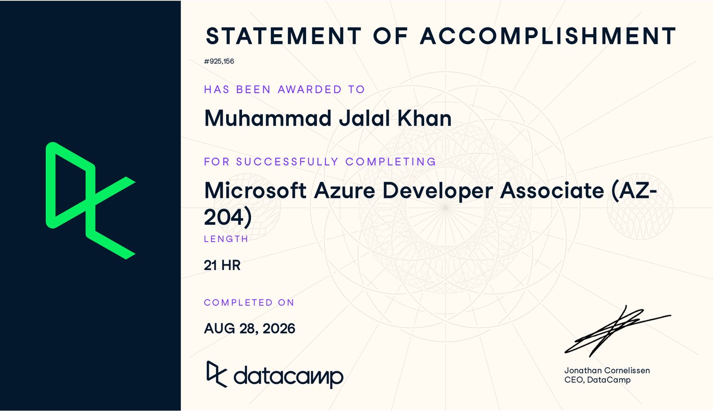 Microsoft Azure Developer Associate AZ-204 certificate