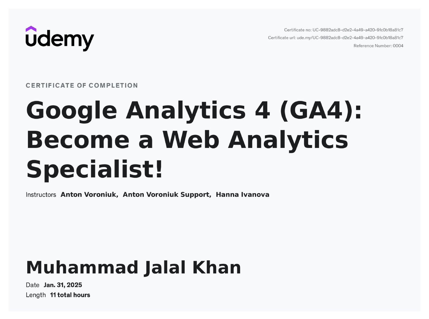 Google Analytics 4 certificate